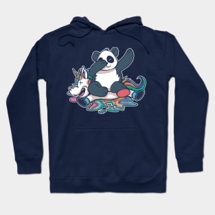 Dabbing Panda Smashing Unicorn Funny Hoodie